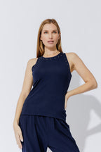 Navy Tencel Stud Cami