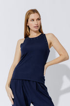 Navy Tencel Stud Cami
