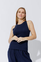 Navy Tencel Stud Cami