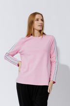 Pink Stripe Sleeve T-Shirt