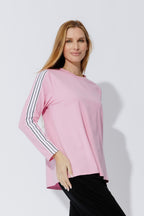 Pink Stripe Sleeve T-Shirt