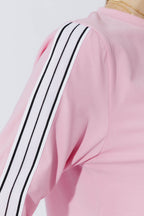 Pink Stripe Sleeve T-Shirt