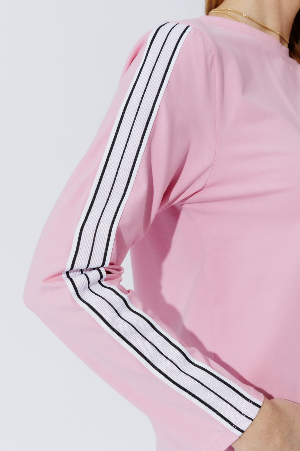 Pink Stripe Sleeve T-Shirt