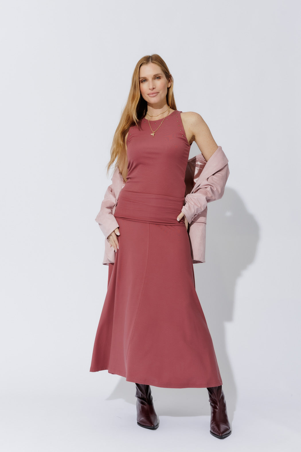 Rose Tencel Stud Skirt