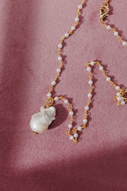 Gold Pearl Chain Long Necklace