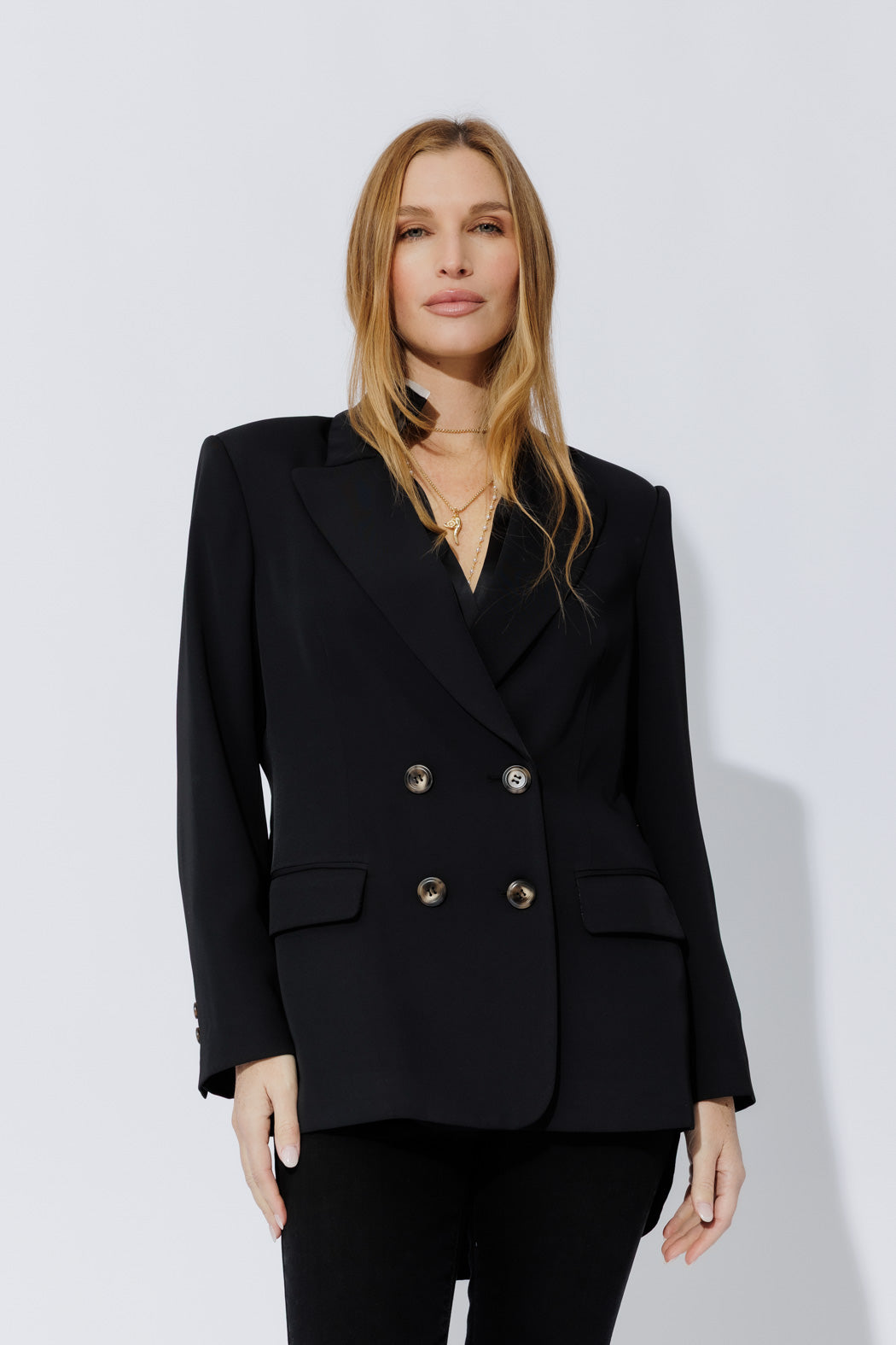 Black Euro Double Breasted Blazer