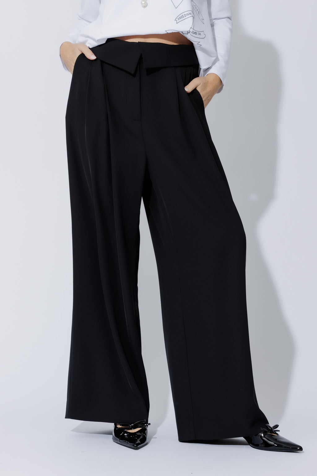 Black Euro Fold Over Pant