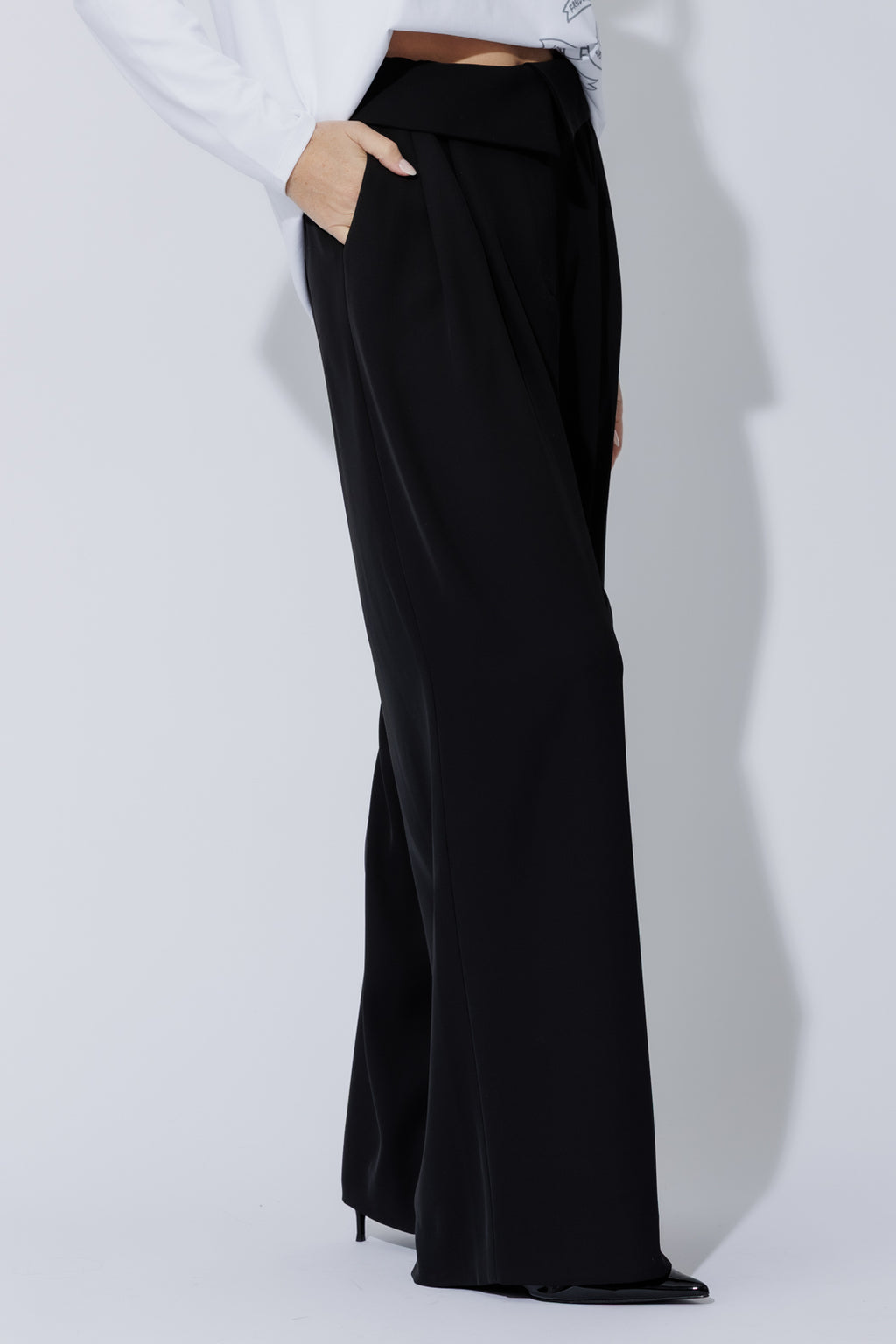 Black Euro Fold Over Pant