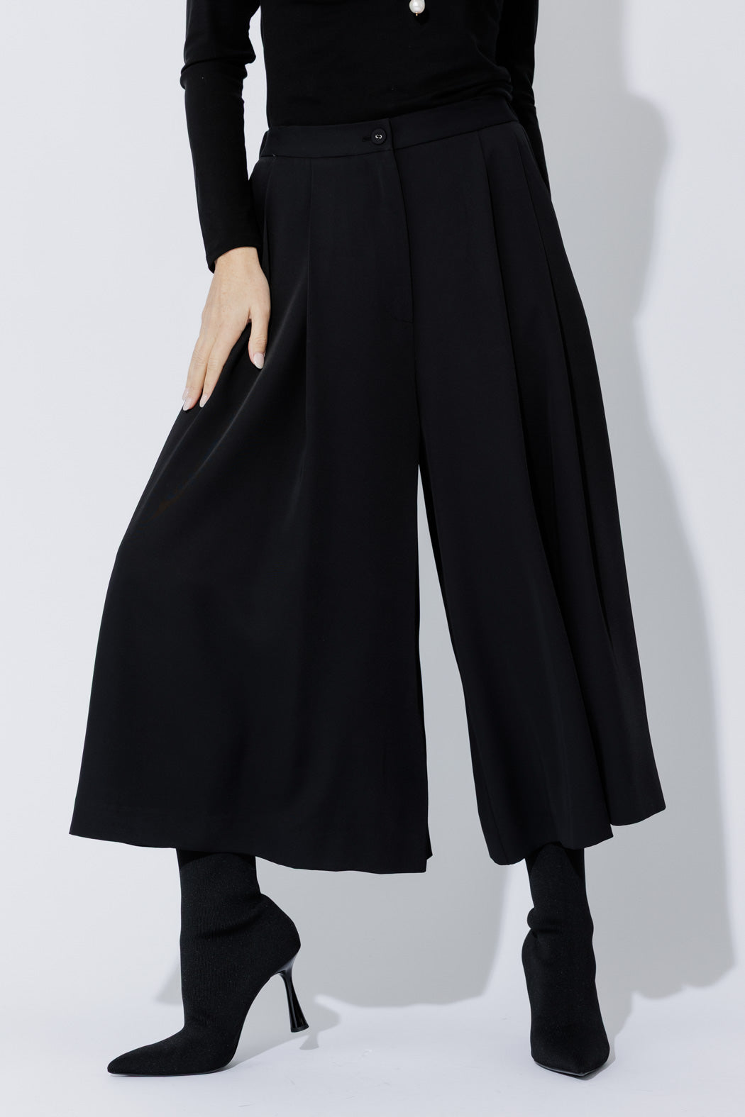 Black Euro Wide Leg Culotte