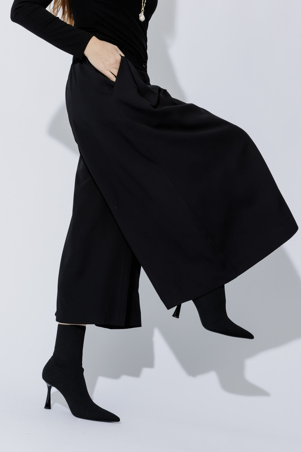 Black Euro Wide Leg Culotte