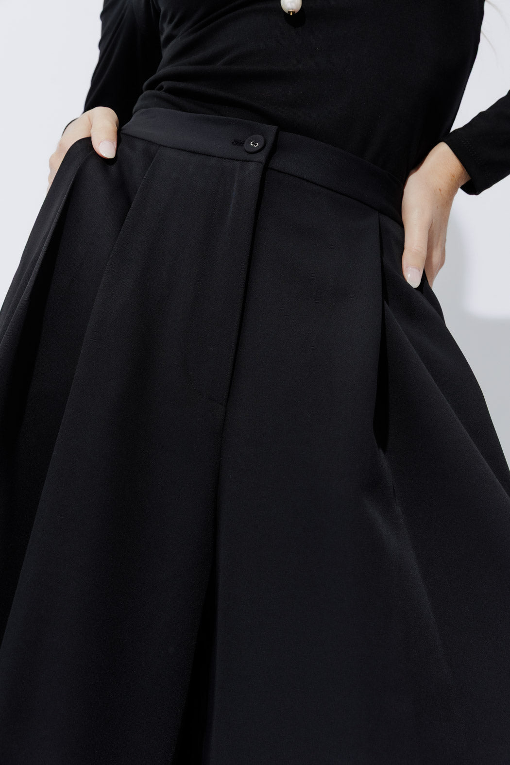 Black Euro Wide Leg Culotte