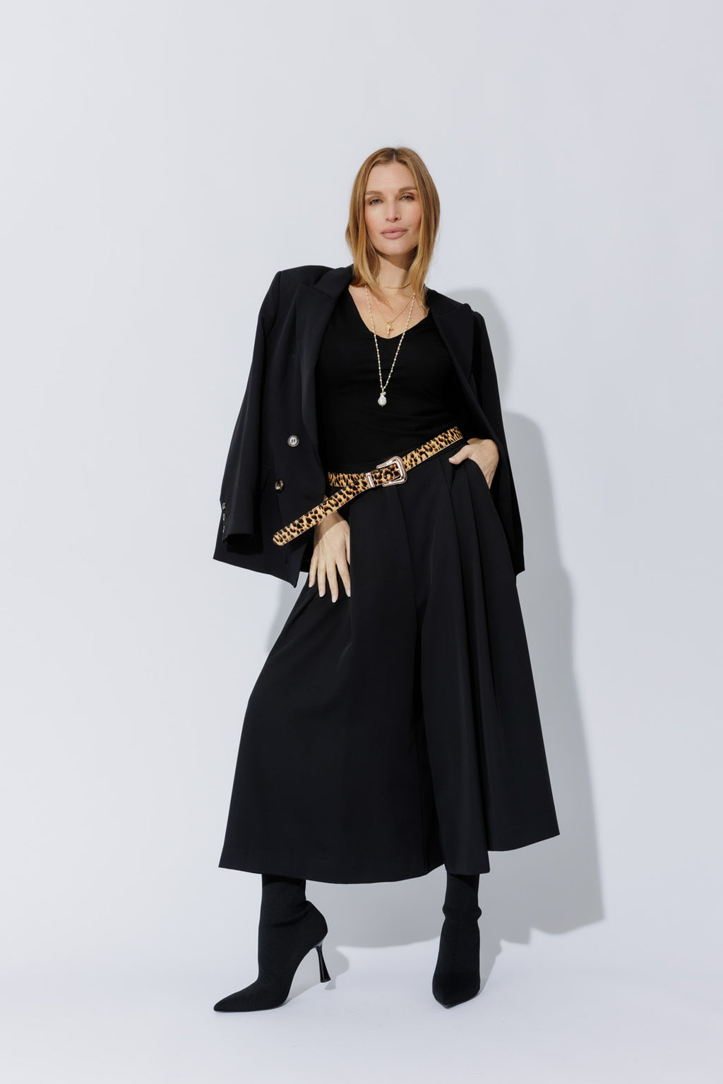 Black Euro Wide Leg Culotte