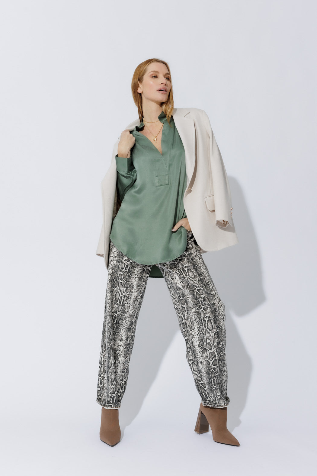 Sage Cupro Blogger Shirt