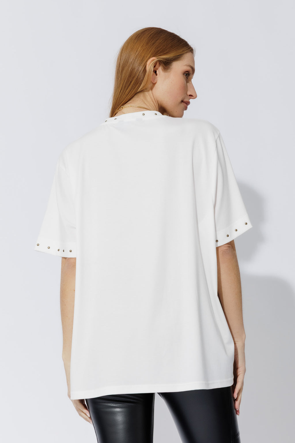 White Tencel Stud Tee