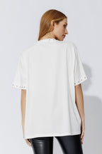 White Tencel Stud Tee