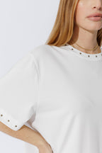 White Tencel Stud Tee