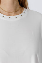 White Tencel Stud Tee