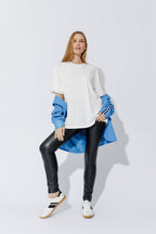 White Tencel Stud Tee