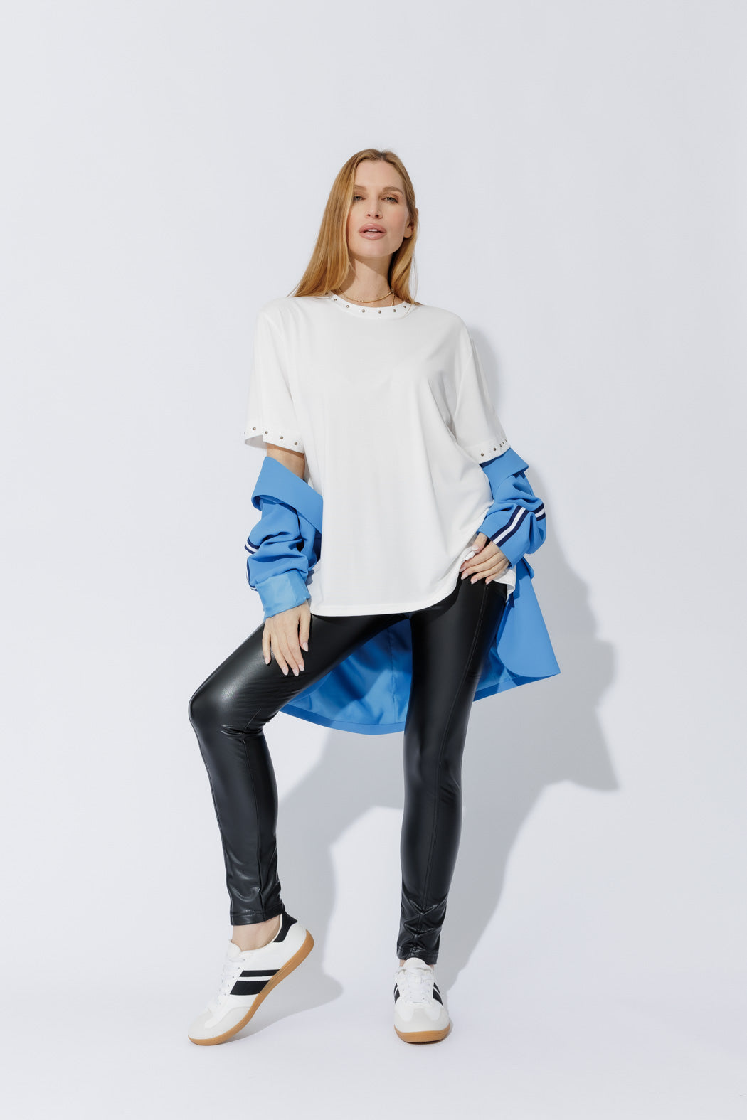 White Tencel Stud Tee