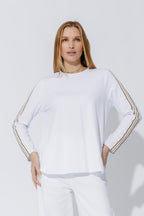 White Stripe Sleeve T-Shirt