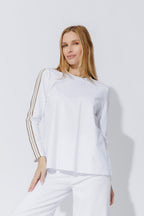 White Stripe Sleeve T-Shirt