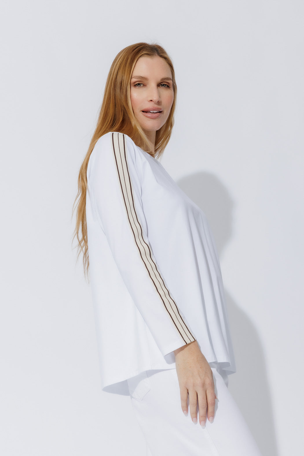 White Stripe Sleeve T-Shirt