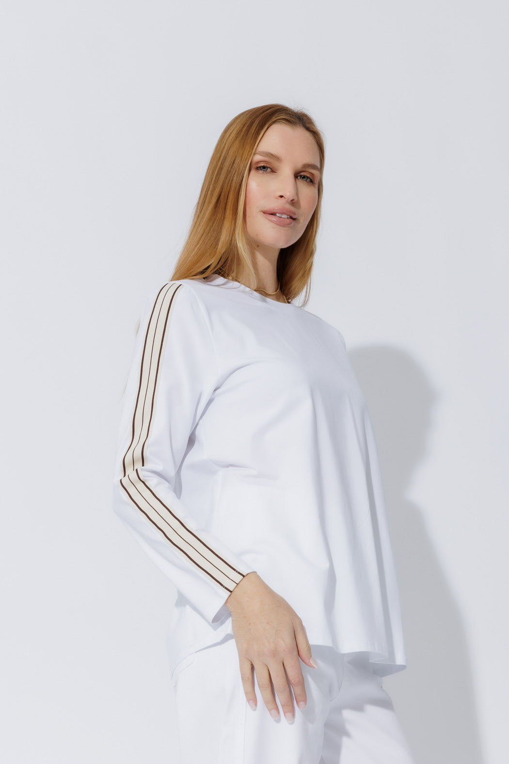White Stripe Sleeve T-Shirt