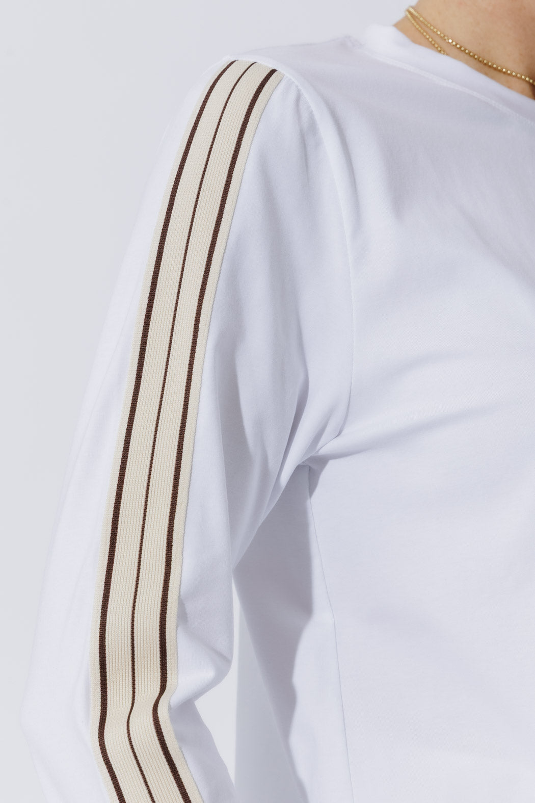 White Stripe Sleeve T-Shirt