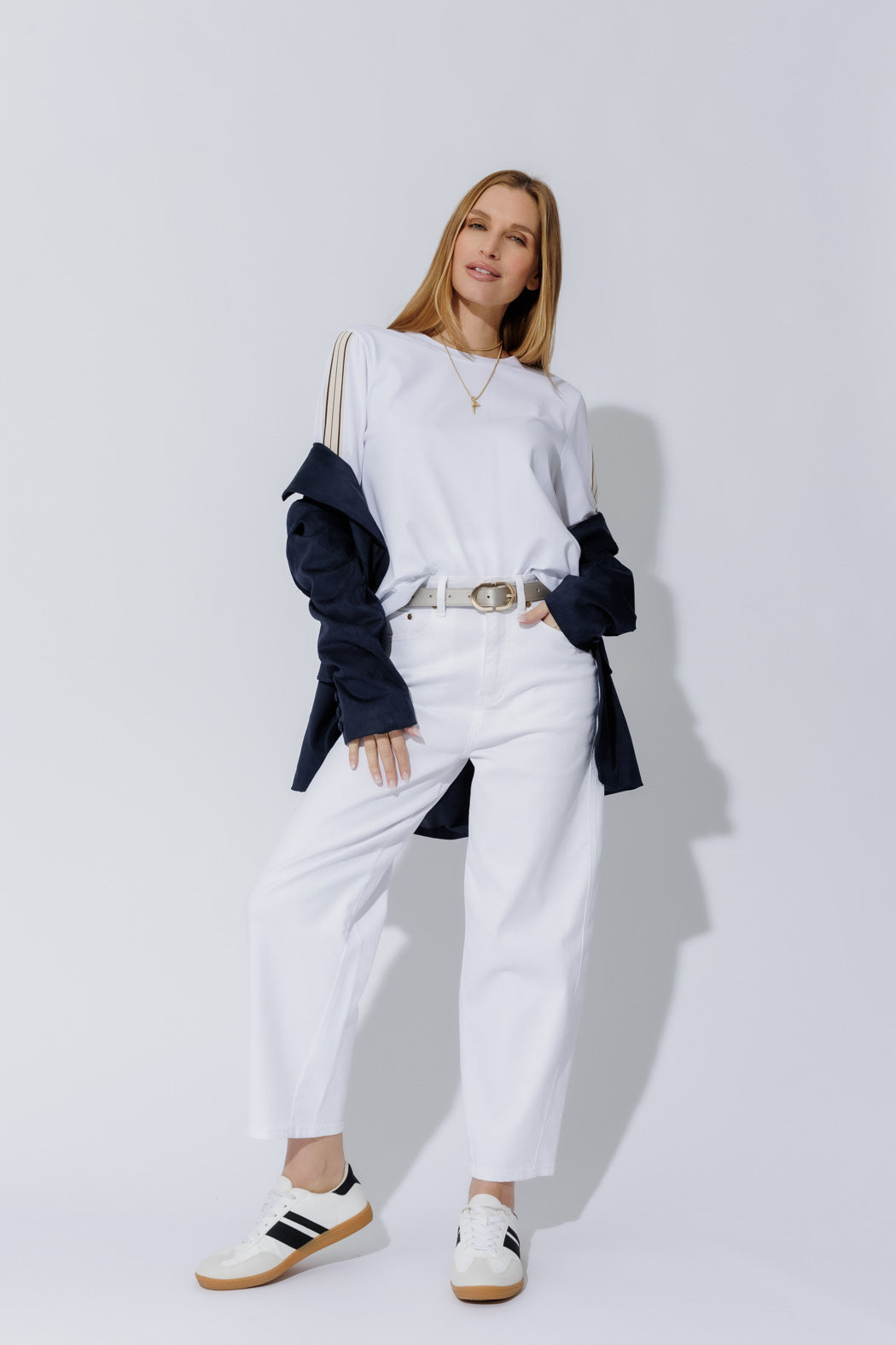 White Stripe Sleeve T-Shirt
