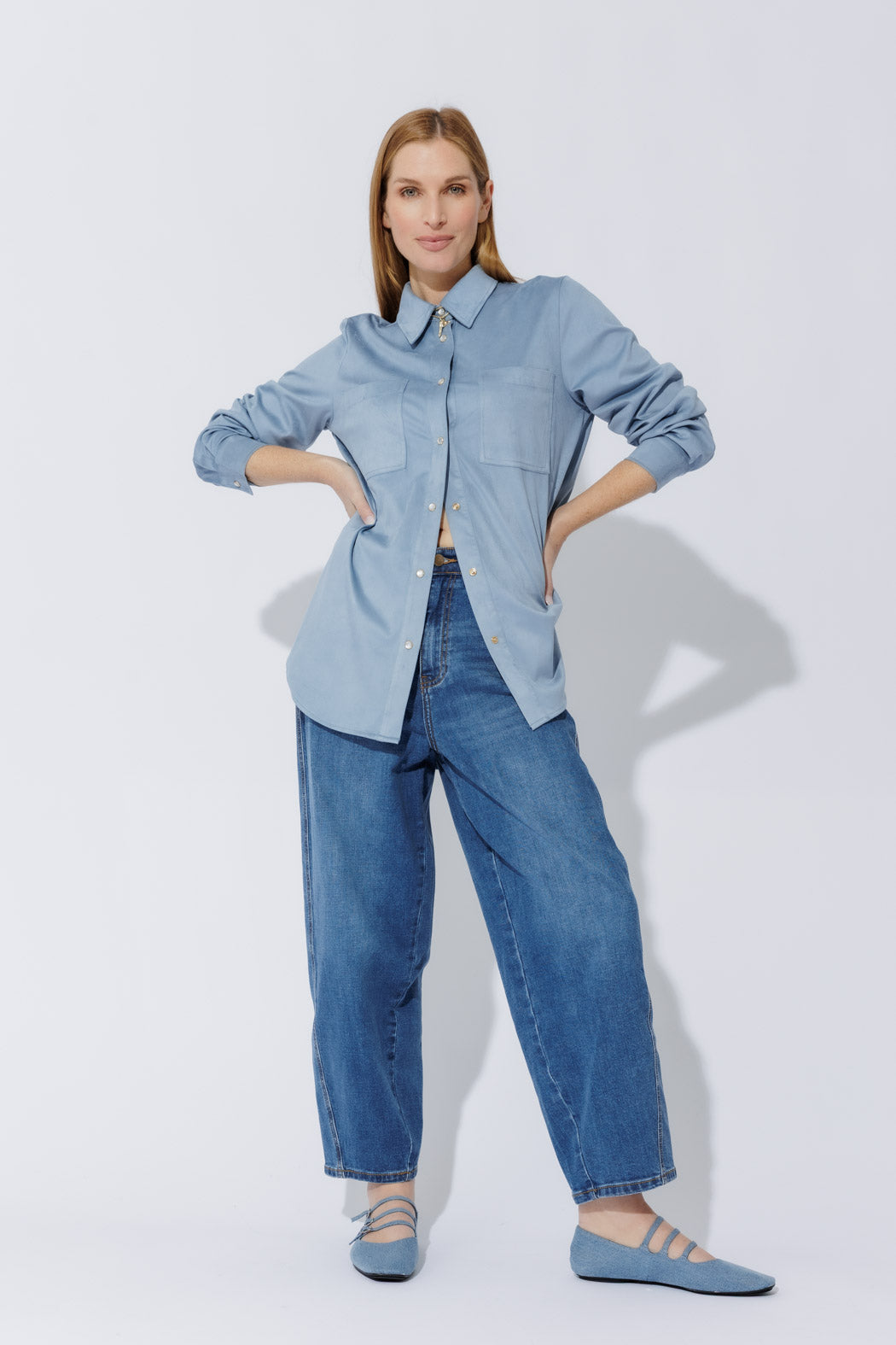 Blue Denim Barrel Jean