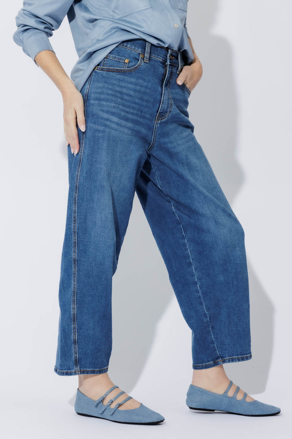 Blue Denim Barrel Jean