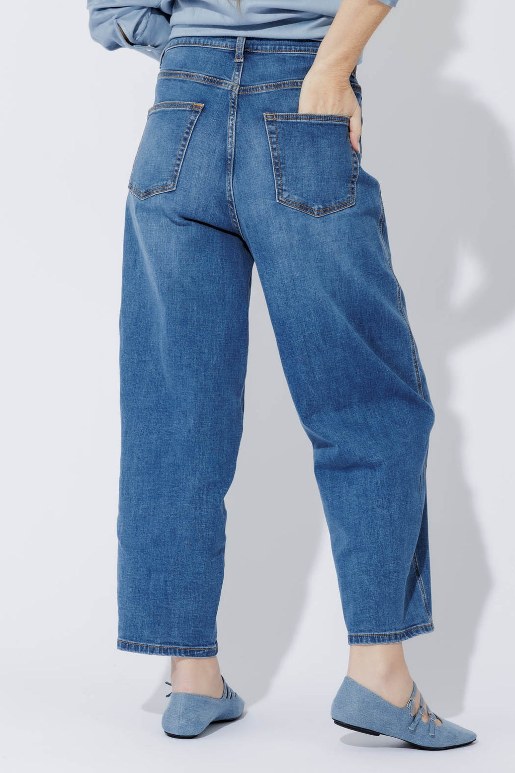 Blue Denim Barrel Jean