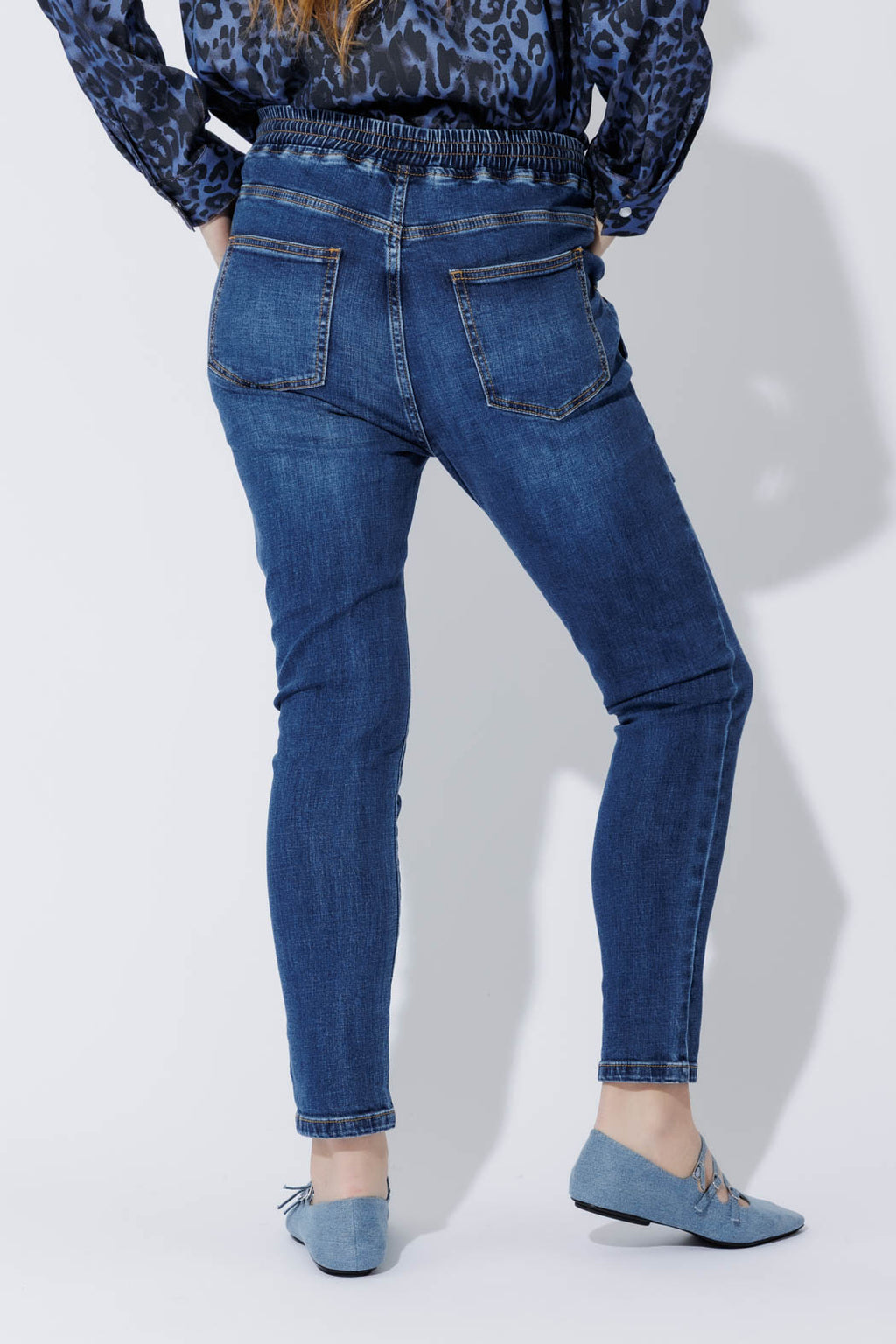 Mid Denim Pull On Cargo Jean