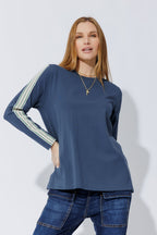 Navy Stripe Sleeve T-Shirt