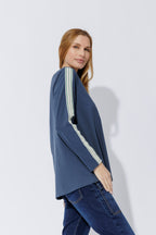 Navy Stripe Sleeve T-Shirt