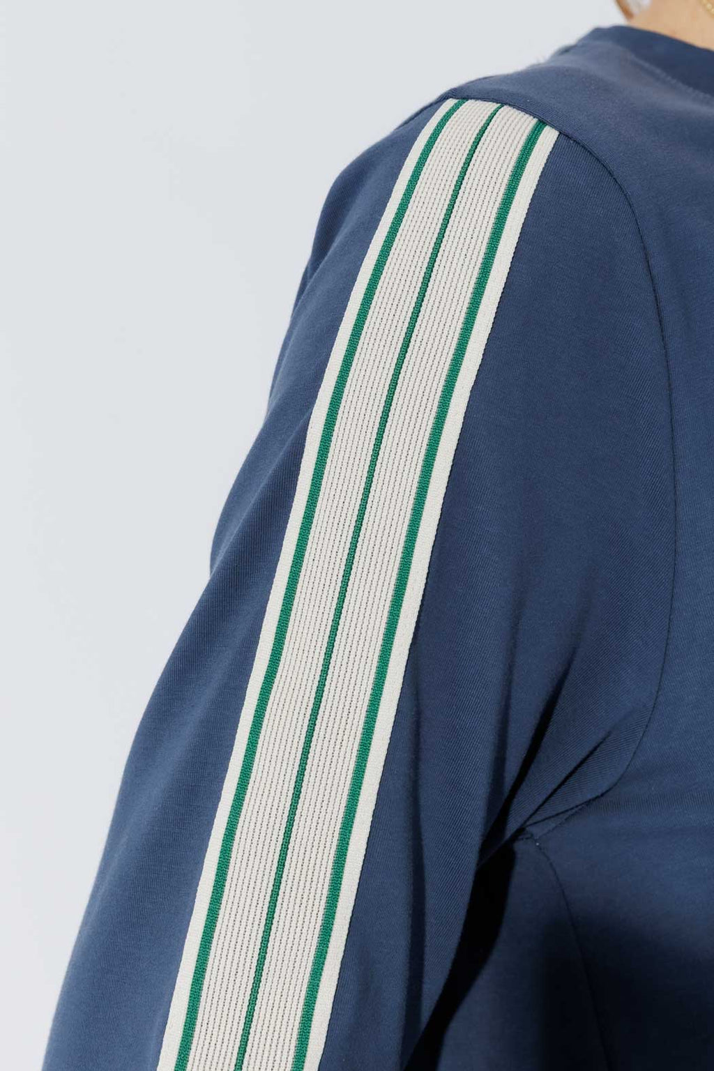 Navy Stripe Sleeve T-Shirt