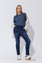 Dark Denim Pull On Cargo Jean