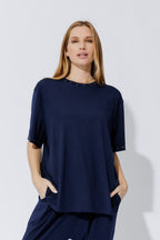 Navy Tencel Stud Tee