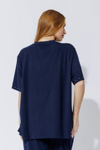 Navy Tencel Stud Tee