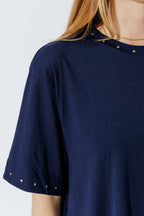 Navy Tencel Stud Tee
