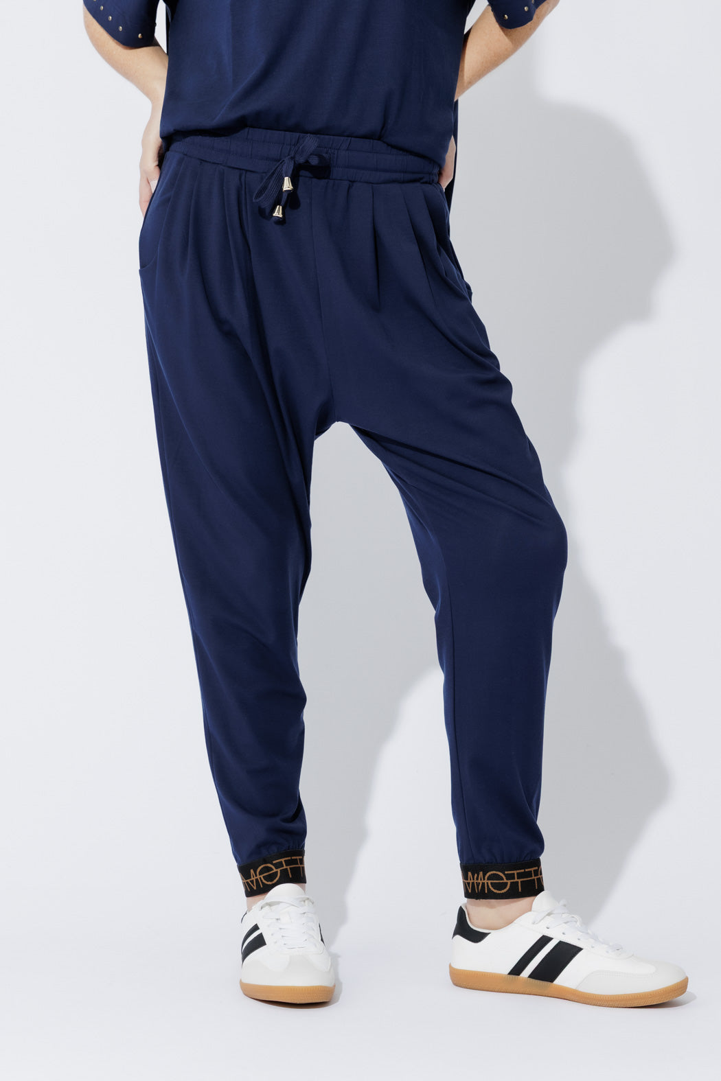 Navy Tencel Slouch Pant
