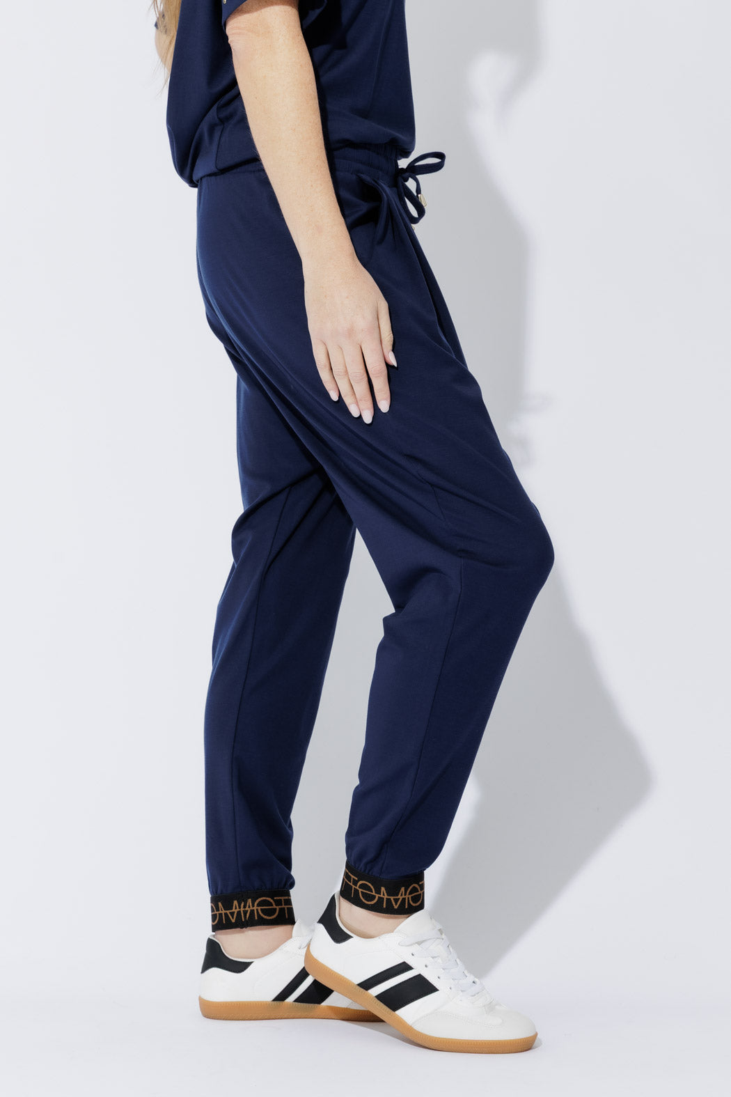 Navy Tencel Slouch Pant