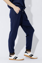 Navy Tencel Slouch Pant