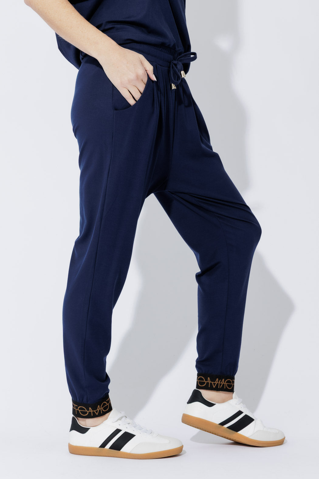 Navy Tencel Slouch Pant