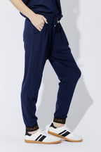 Navy Tencel Slouch Pant