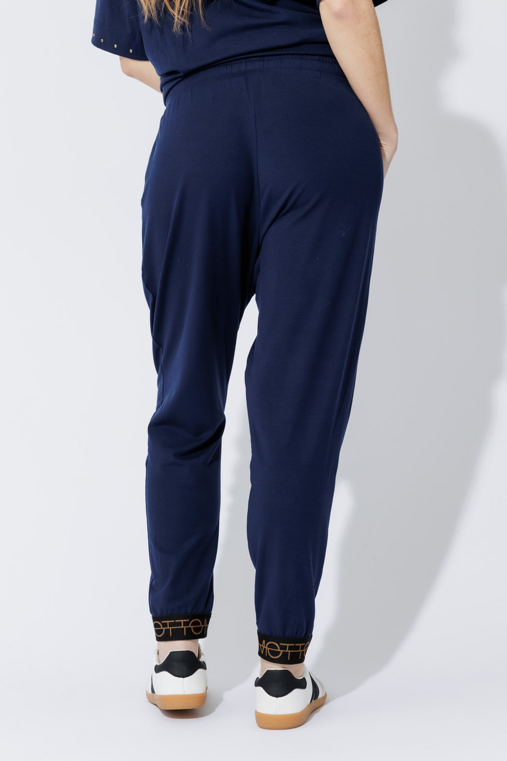 Navy Tencel Slouch Pant
