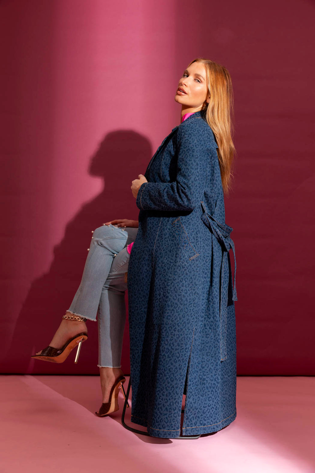 Mid Chambray Animal Trench Coat