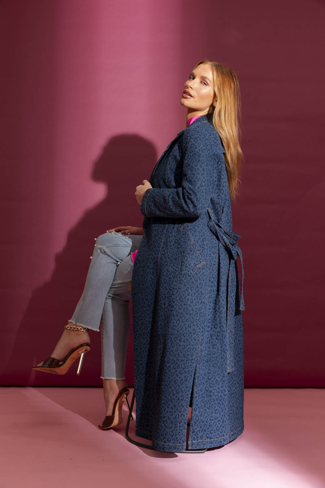 Mid Chambray Animal Trench Coat