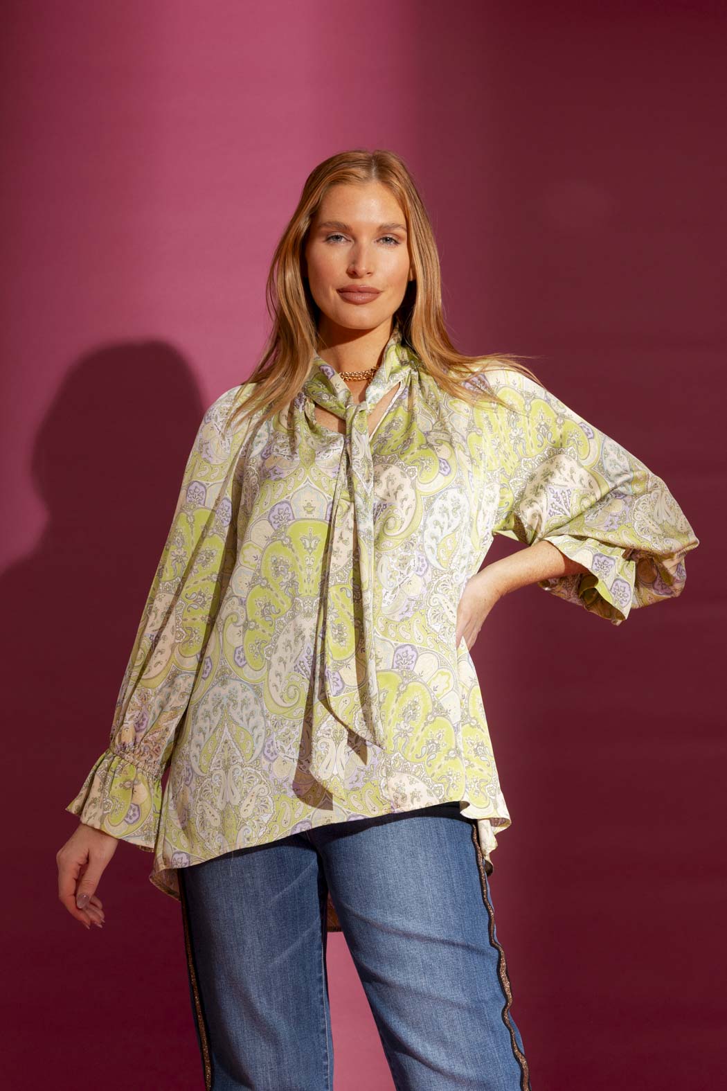 Green Paisley Victoria Blouse