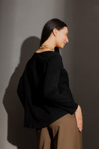 Black V Neck Long Sleeve Tee